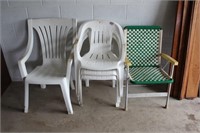 Lot: 2 Plastic Chairs and Folding Chair