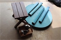 Pile: Table, Outdoor Bench & Silverplate