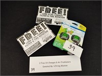 2 Free Oil Changes & Air Fresheners