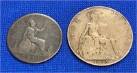 1863 Half Penny 1915 Penny
