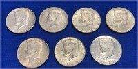 (7) Kennedy Silver Half Dollars 1964-1970