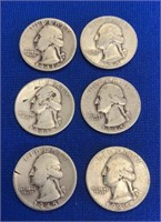 (6) Washington Silver Quarters