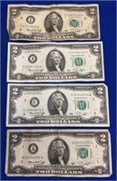 (4) Series 1976 $2 Bills