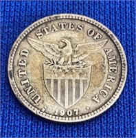 1907 US Filipinas Silver Coin