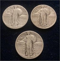 (3) Silver Standing Liberty Quarters