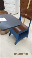 Small painted blue & black youth school desk
