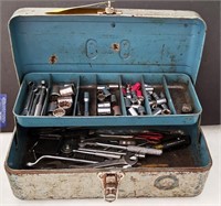 Metal Toolbox w/Sockets & Misc Tools
