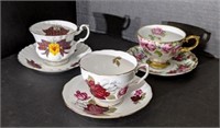 Three Teacups & Saucers, Two Marked England