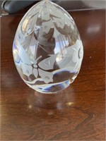 Large Etched Crystal Paperweight