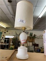 Milk Glass Hobnail Lamp & Shade