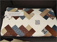 Blue, Tan, Brown & Cream- Colored Quilt