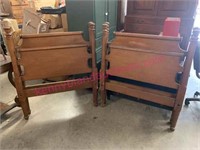 Pair of antique bed frames (walnut & cherry)