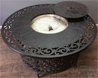 LARGE CAST IRON ROUND CHAT FIRE PIT TABLE, 46’’D