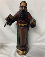 Wood Carved Man with Anvil and Mallet