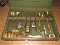 GOLD COLORED SILVERWARE 2 PARTIAL SETS