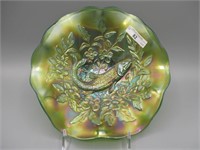 Mburg 8" green Trout & FLy ruffled bowl