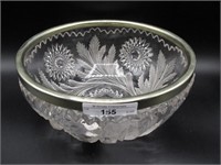 Mburg Crystal Hobstar & Feather RARE Round Frosted