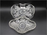 2 Mburg Hobstar & Feather frosted relish trays as