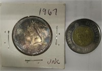 Canada 50 cents 1967 UNC en argent avec patine