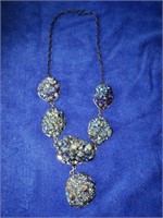 Blue Druzy Stone Necklace