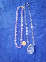 2 Pc Necklace Clear Beads
