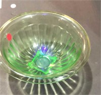 Green Uranium Glass Footed Bowl