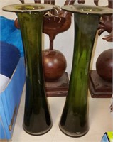 2 Pc Green Tall Vase
