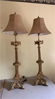 Tall Brass Lamps - 48".  Times 2