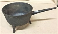 Small Iron 3 Foot Pot w/ seam, 9 3/4"L at Handle