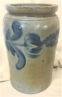 Blue Decorated Stoneware Crock, 10 1/2"L