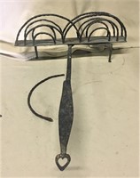 19thC Iron Toaster w/ Heart Cut Out Handle