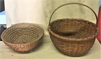 (2) Baskets, Ryestraw 12", Split Oak w/ handle