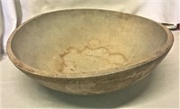 Wood Butter Bowl, 17"Dia., Traces old paint