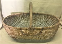 Early Two Color Split Oak Basket, Smaller Weave