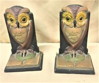 Pr. Cast Iron Owl Bookends, 5 1/4"H, Nice Cond.