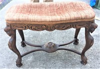 1930's Carved Footstool w/ Lions Head