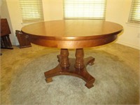 48" Rd Double Pedestal Maple Table w/