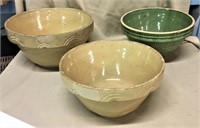 (3) Pottery Mixing Bowls, Largest 12"Dia.