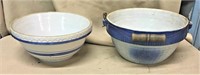 (2) Blue & White Mixing Bowls, Largest 10"Dia.