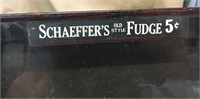 Schaeffers 5 Cent Fudge Display case, 14"L