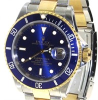 Men's Oyster Date Blue Submariner Rolex Watch