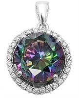 Round Cut Halo 3.50 ct Mystic Topaz Pendant