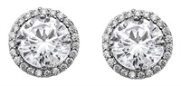 Round Cut Halo 4.10 ct White Sapphire Earrings