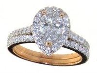 14kt Rose Gold 1.52 ct Pear Cut Diamond Bridal Set