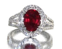 14kt Gold Oval 3.00 ct Ruby & Diamond Ring