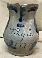 Fine Decorated Stoneware Pitcher 'Virgie 1875"