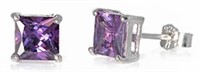 Beautiful 3.00 ct Princess Cut Amethyst Earrings