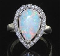 Pear Cut 4.81 ct Fire Opal Designer Ring