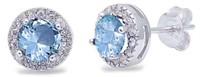 Gorgeous 2.00 ct Aquamarine Halo Earrings
