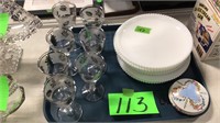 Goblets n plates tray lot